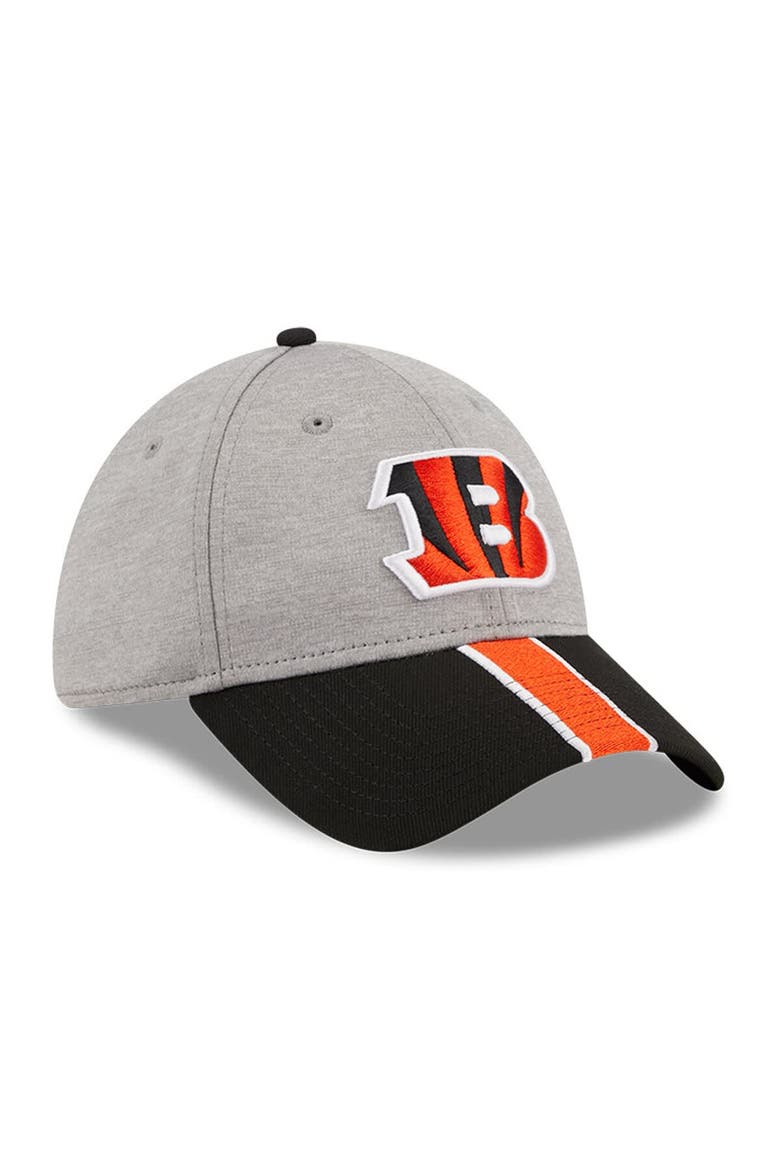 Men's New Era Heather Gray/Black Cincinnati Bengals Striped 39THIRTY Flex Hat, Alternate, color, Heather Gray