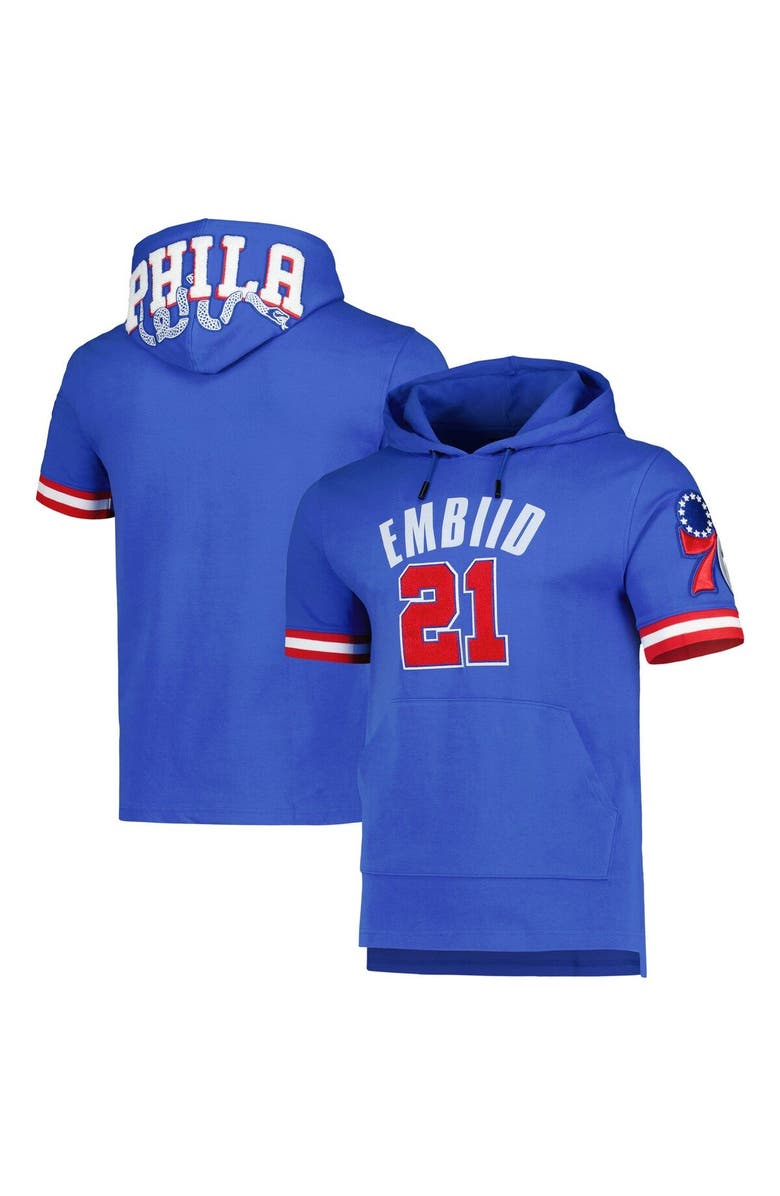 PRO STANDARD Men's Pro Standard Joel Embiid Royal Philadelphia 76ers Name & Number Short Sleeve Pullover Hoodie, Main, color,