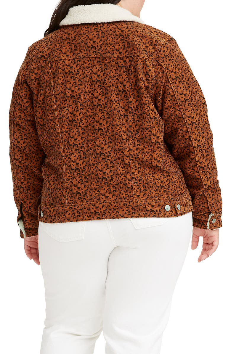 Levi's<sup>®</sup> LEVIS Leopard Print Corduroy Faux Shearling Lined Trucker Jacket, Alternate, color, 