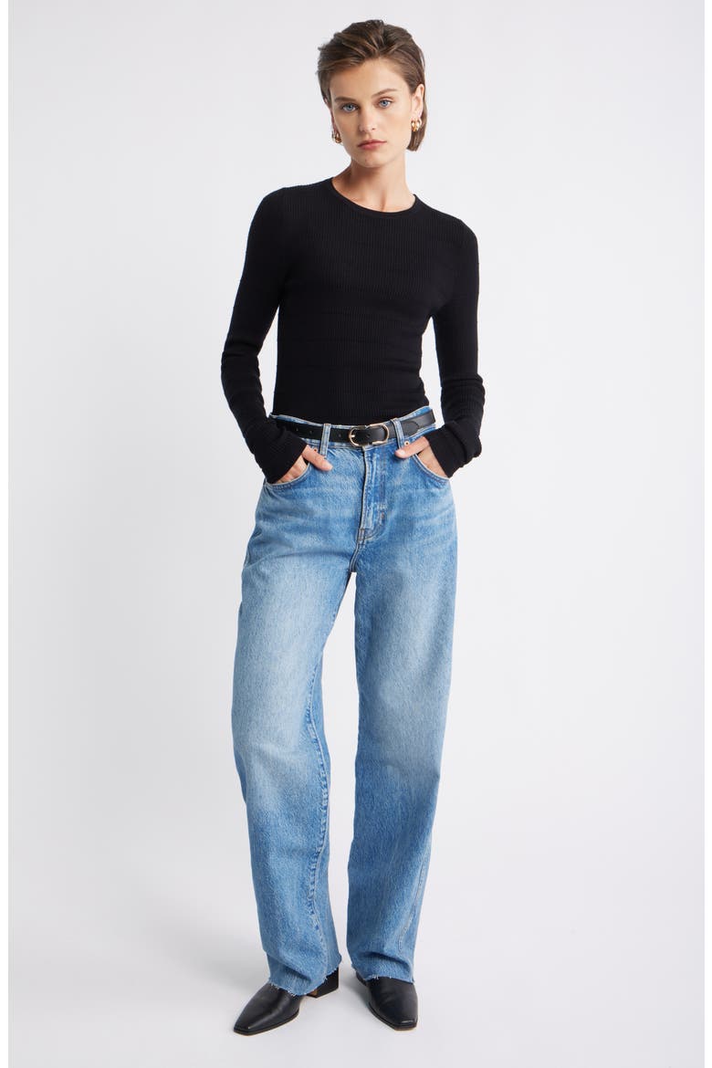 Wool Blend Skinny Sweater, Alternate, color, BLACK