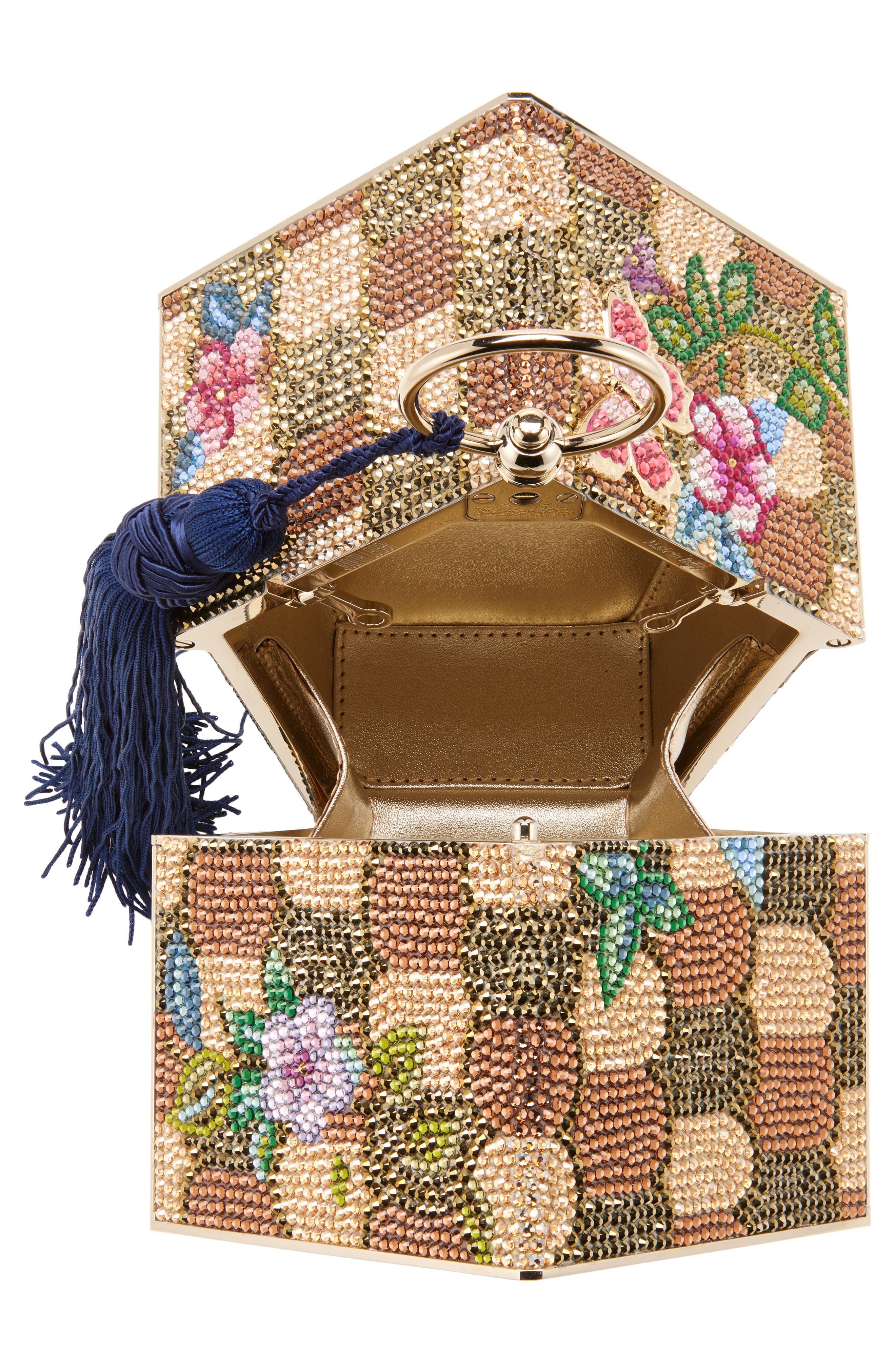 Judith Leiber Cottage Romance Crystal Embellished Clutch, Alternate, color, Champagne Multi