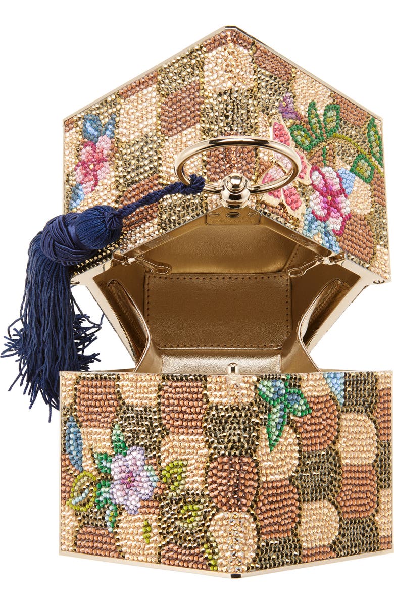Judith Leiber Cottage Romance Crystal Embellished Clutch, Alternate, color, Champagne Multi