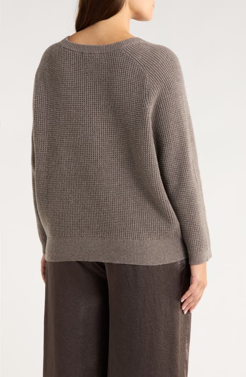 Eileen Fisher Crewneck Cotton-cashmere Thermal Knit Top In Gray
