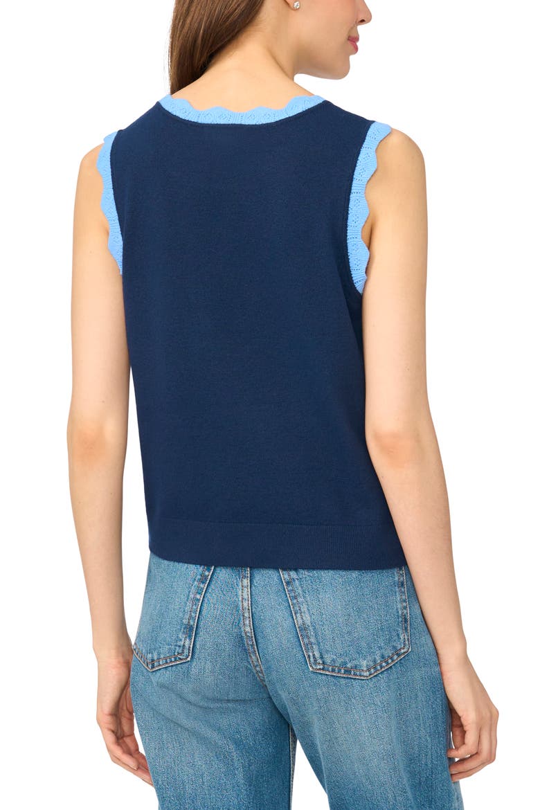 Scalloped Trim Sleeveless Sweater, Alternate, color, BLUE MIDNIGHT
