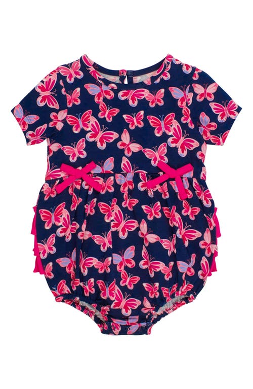 Rufflebutts Butterfly Bliss Ruffle Cotton Bubble Romper In Blue