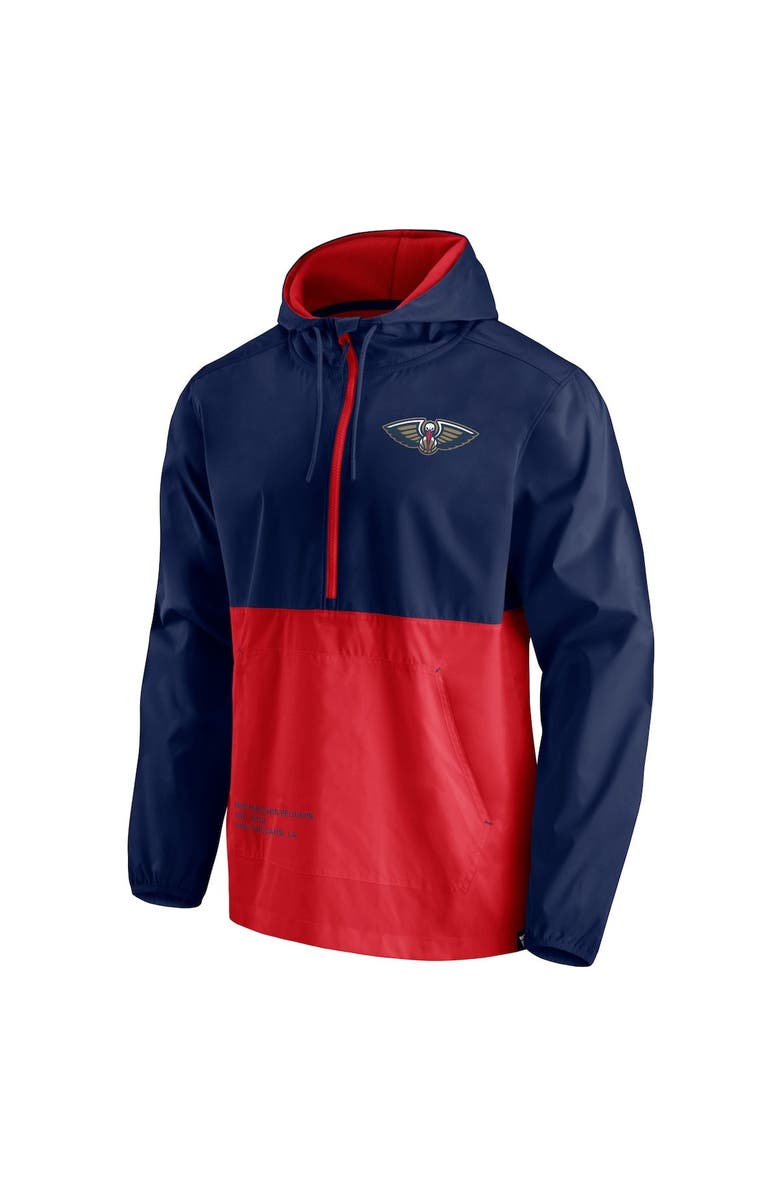 FANATICS Men's Fanatics Branded Navy/Red New Orleans Pelicans Anorak Block Party Windbreaker Half-Zip Hoodie Jacket, Alternate, color,