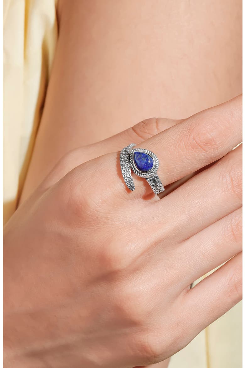 SILVER PLATED LAPIS RING, Alternate, color, BLUE