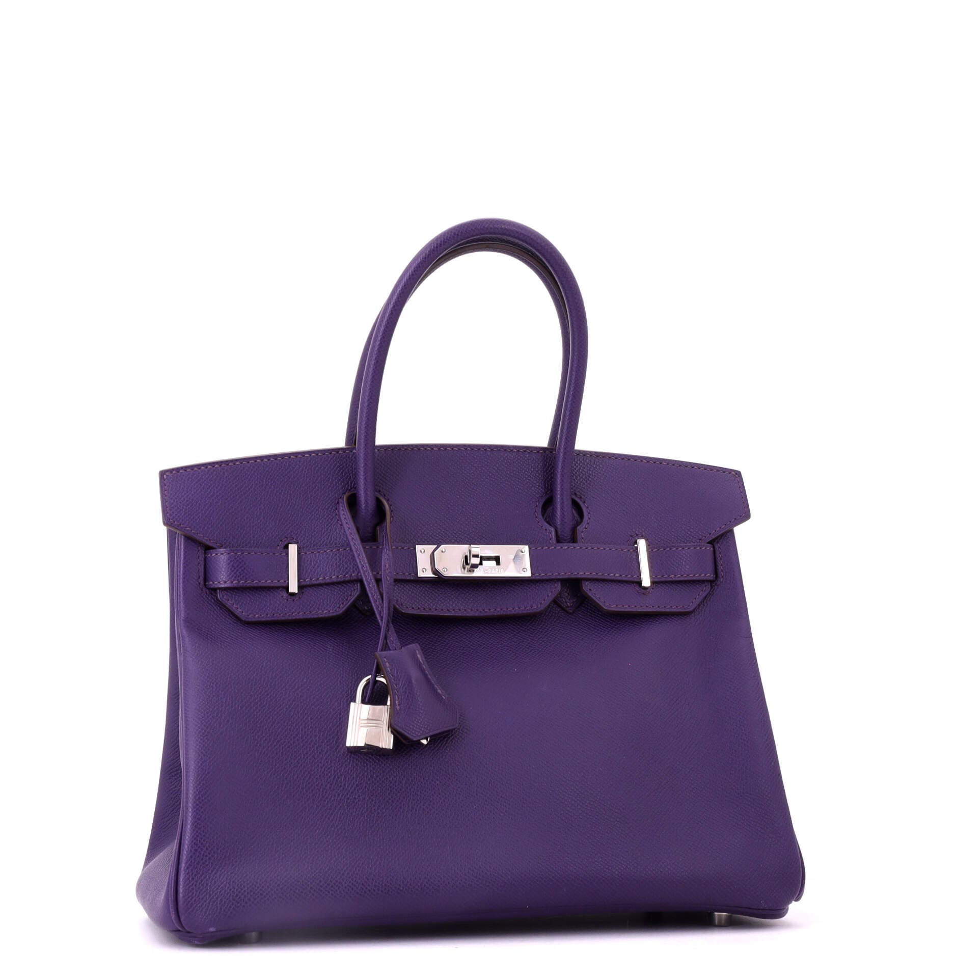 Pre-Owned Hermes Birkin Handbag Purple Epsom with Palladium Hardware 30, Alternate, color, Iris