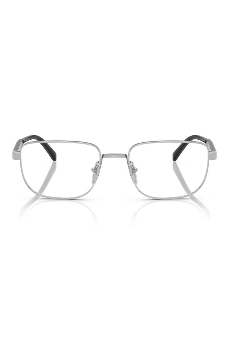 55mm Rectangular Optical Glasses, Main, color, SHINY SILVER