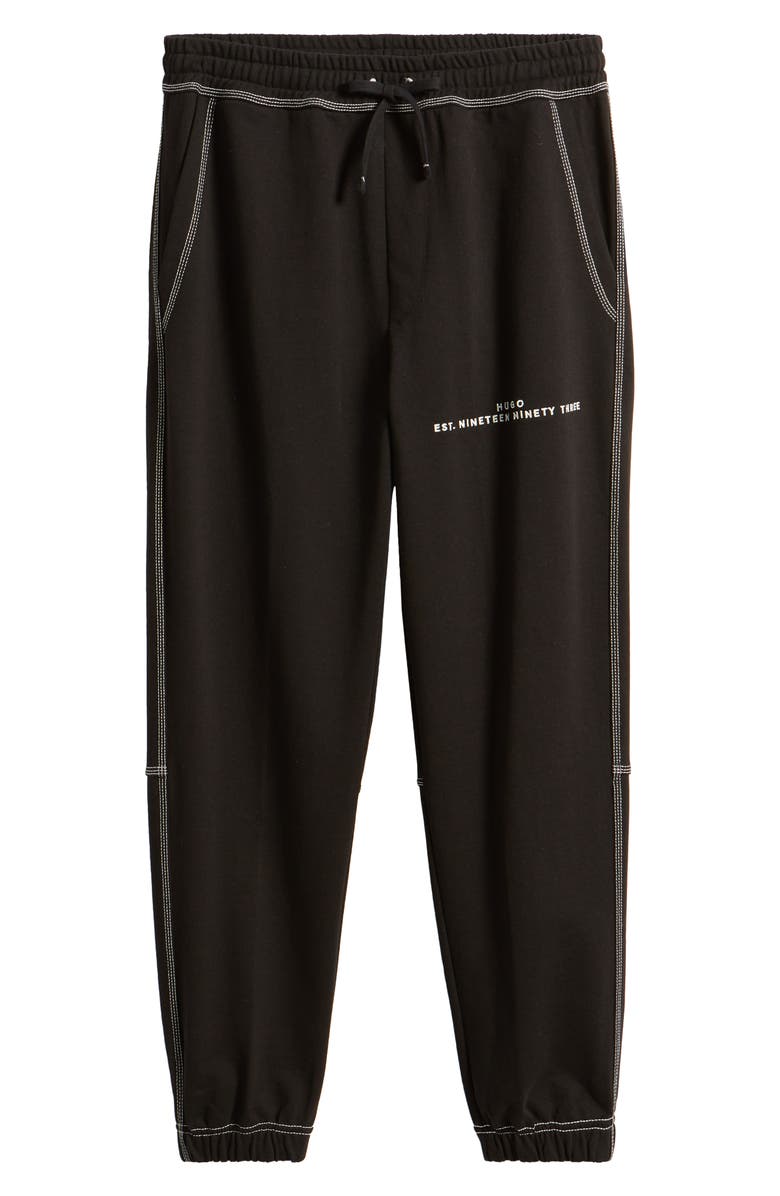 HUGO Dirabelo Embroidered Logo Drawstring Pants, Alternate, color, Black