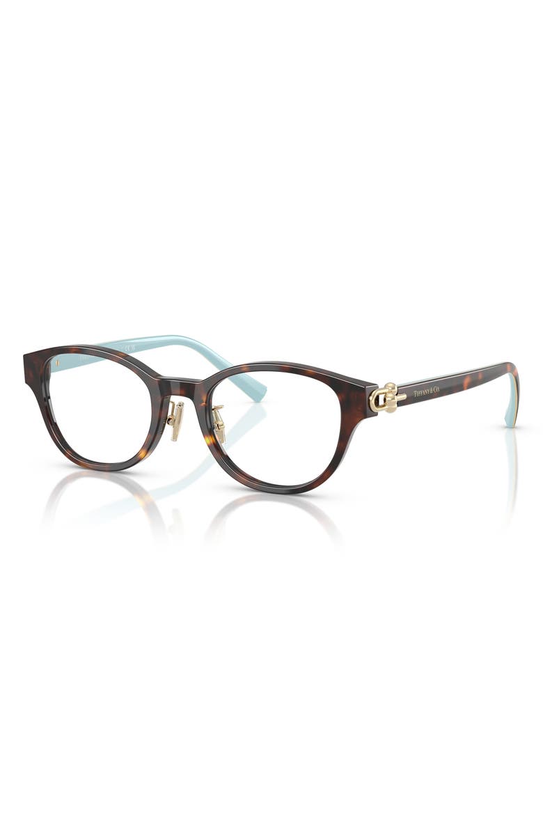 Tiffany & Co. 48mm Small Round Optical Glasses, Alternate, color, Havana