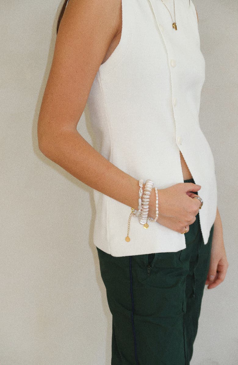 Joiana Jewelry Rondelle Pearl Bracelet, Alternate, color, Off White / Gold