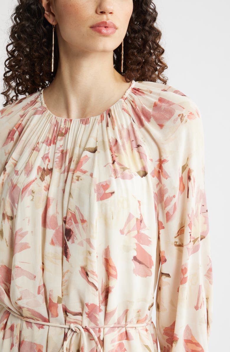 Nordstrom Floral Print Long Sleeve Minidress, Alternate, color, Ivory-Pink Canvas Bloom