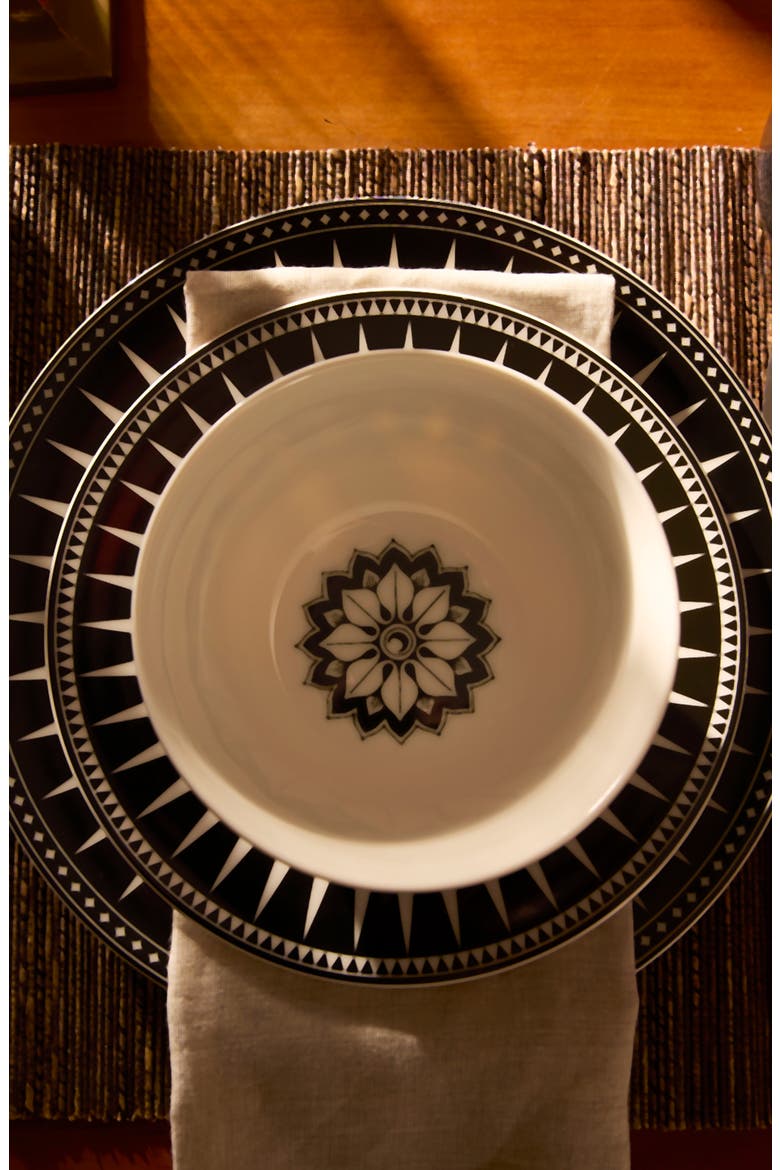 Marrakech Rimmed Salad Plate - Porcelain - Set 4, Alternate, color, BLACK