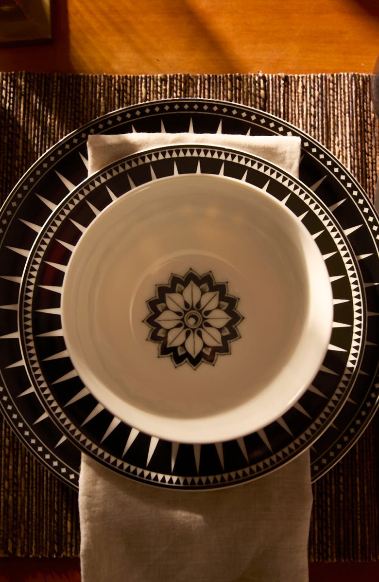 Caskata Marrakech Rimmed Salad Plate - Porcelain - Set 4, Alternate, color, Black