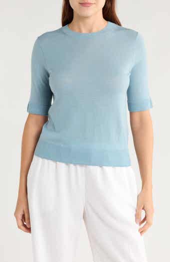 Short Sleeve Wool Blend Sweater