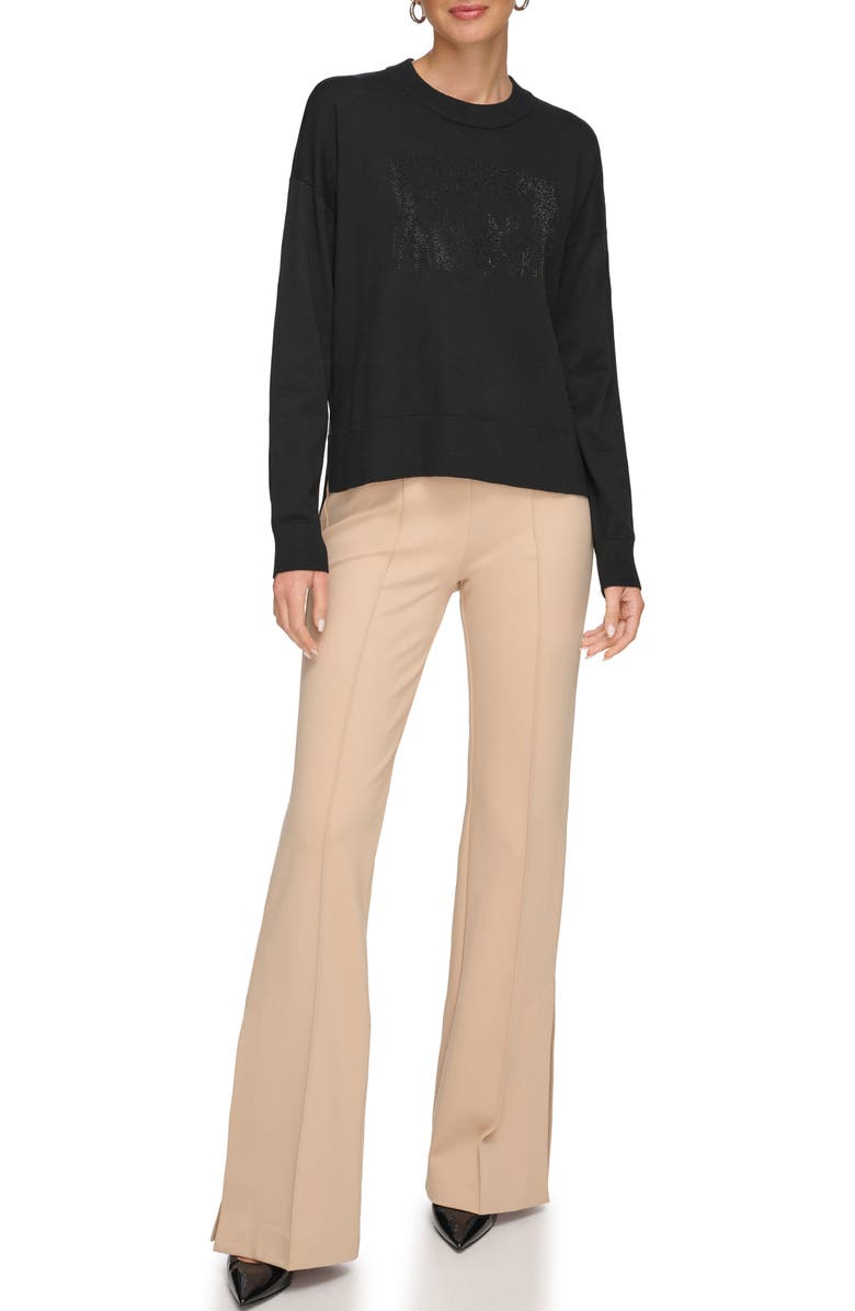 DKNY Embellished Logo Crewneck Sweater, Alternate, color, 