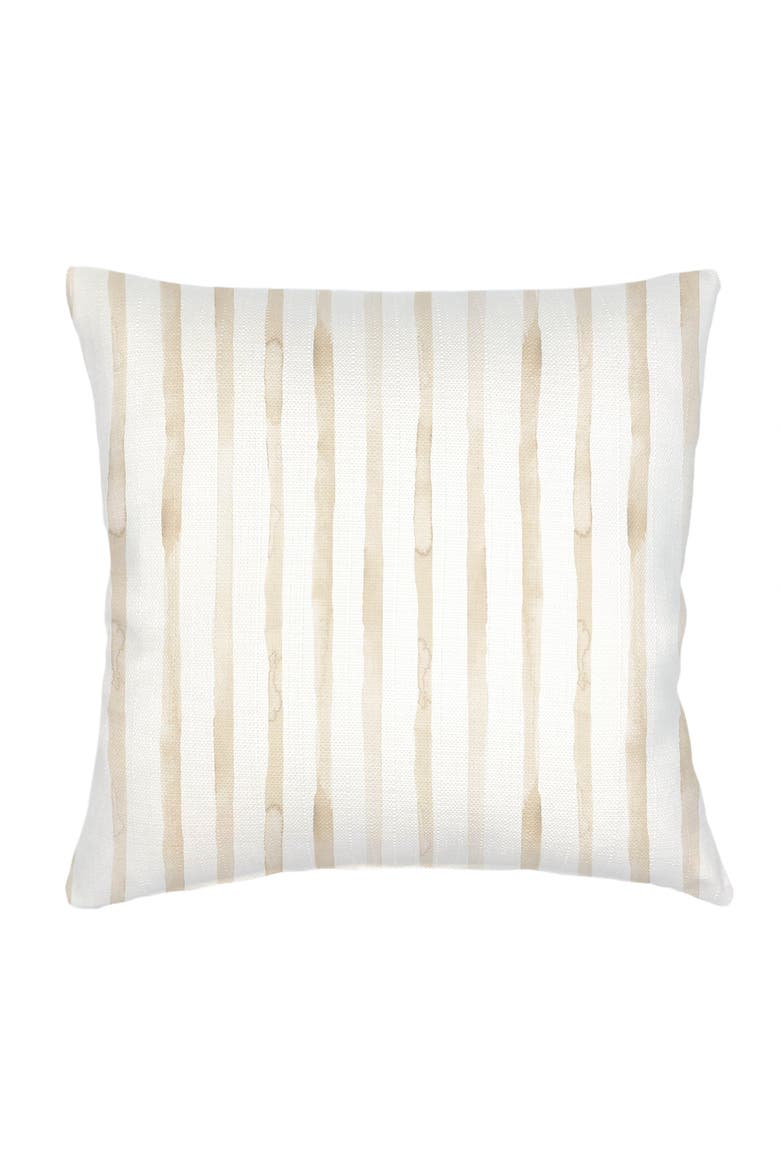Riviera Beige Striped Linen Euro Pillow 26x26 with Down Alternative Insert, Main, color, Beige