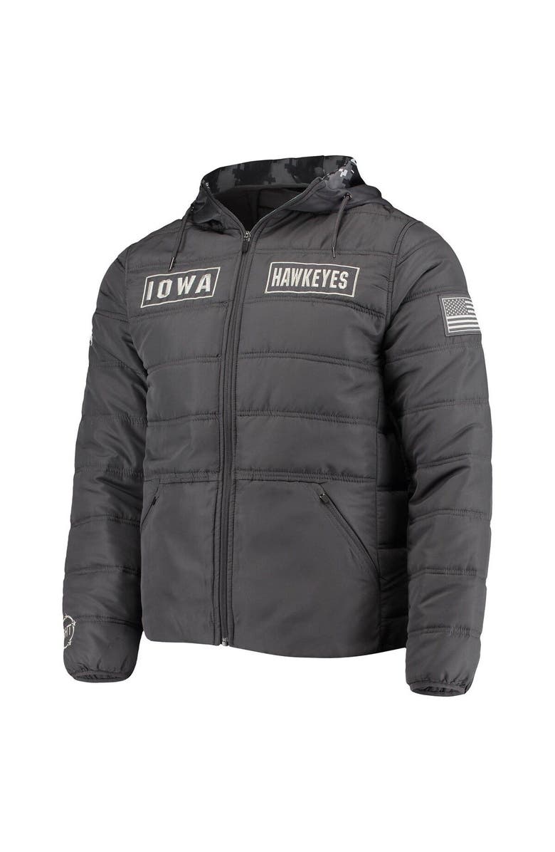 COLOSSEUM Men's Colosseum Charcoal Iowa Hawkeyes OHT Military Appreciation Digital Camo Detail Full-Zip Puffer Jacket, Alternate, color, 
