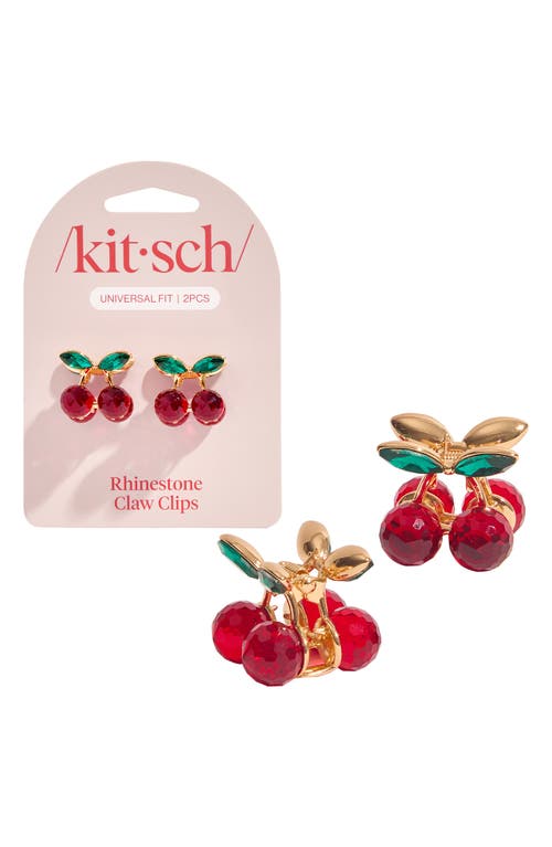 Kitsch 2-pack Mini Cherry Crystal Claw Clips In Red