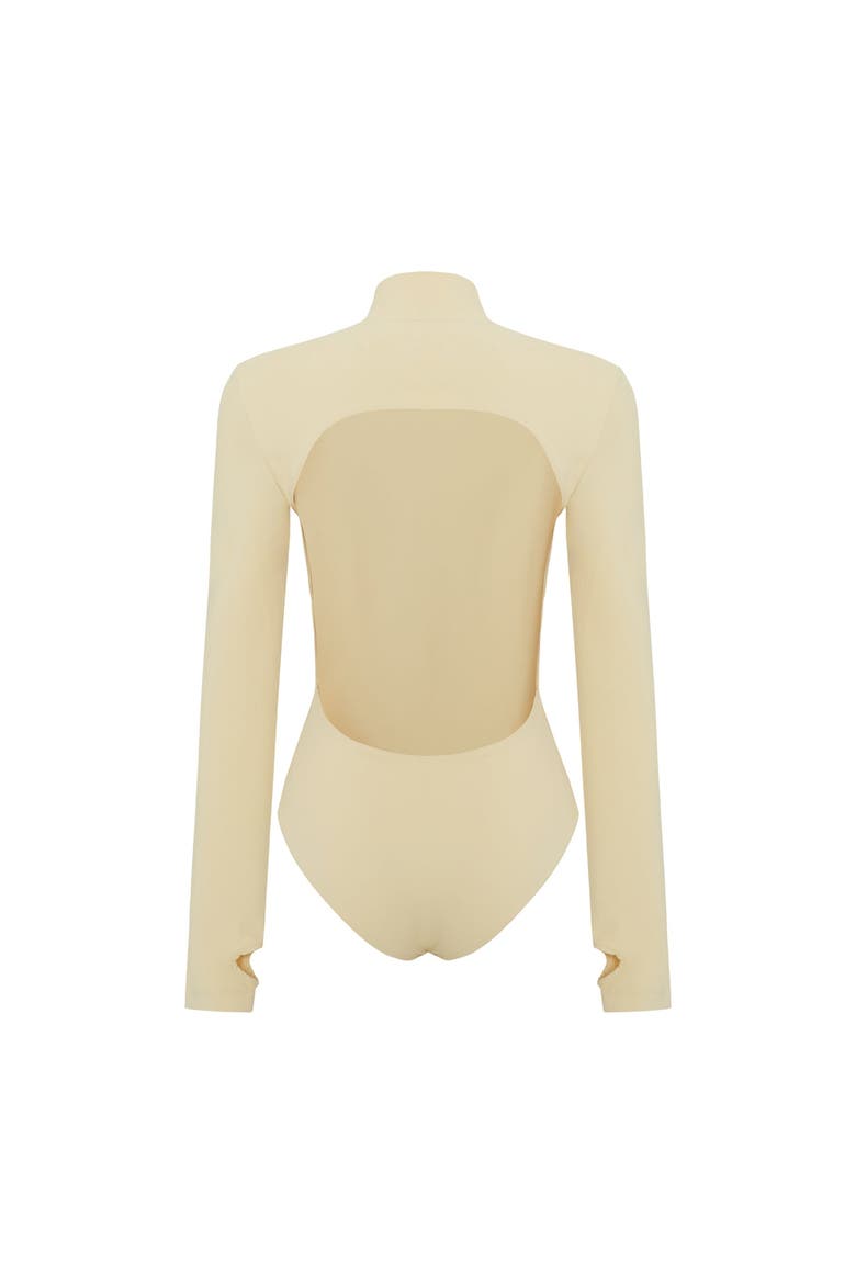 Cotton High Neck Bodysuit, Alternate, color, Chino Green