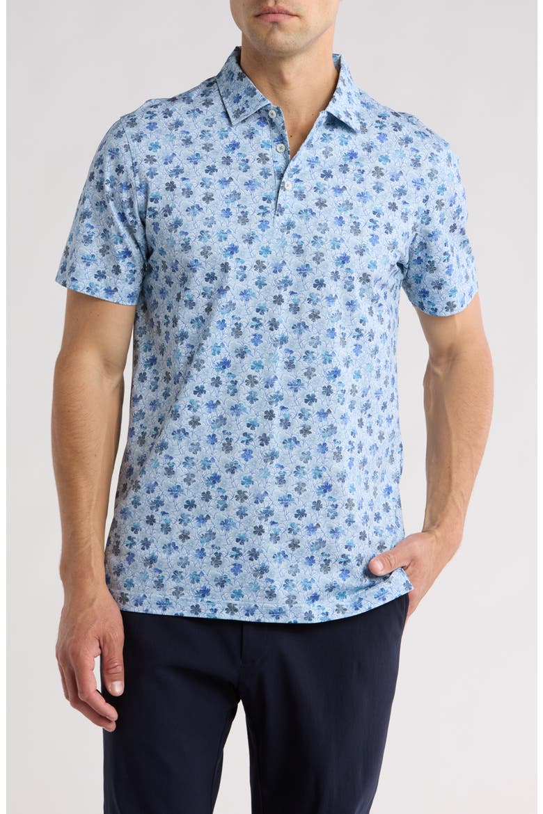 Floral Print Polo, Main, color, AIR BLUE