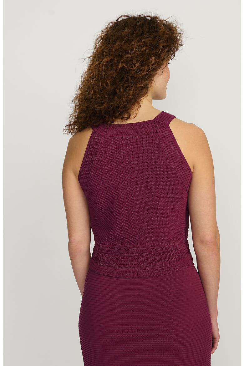 Gassed Cotton Pointelle Halter Top Sweater Set Top, Alternate, color, Burgundy Spritz