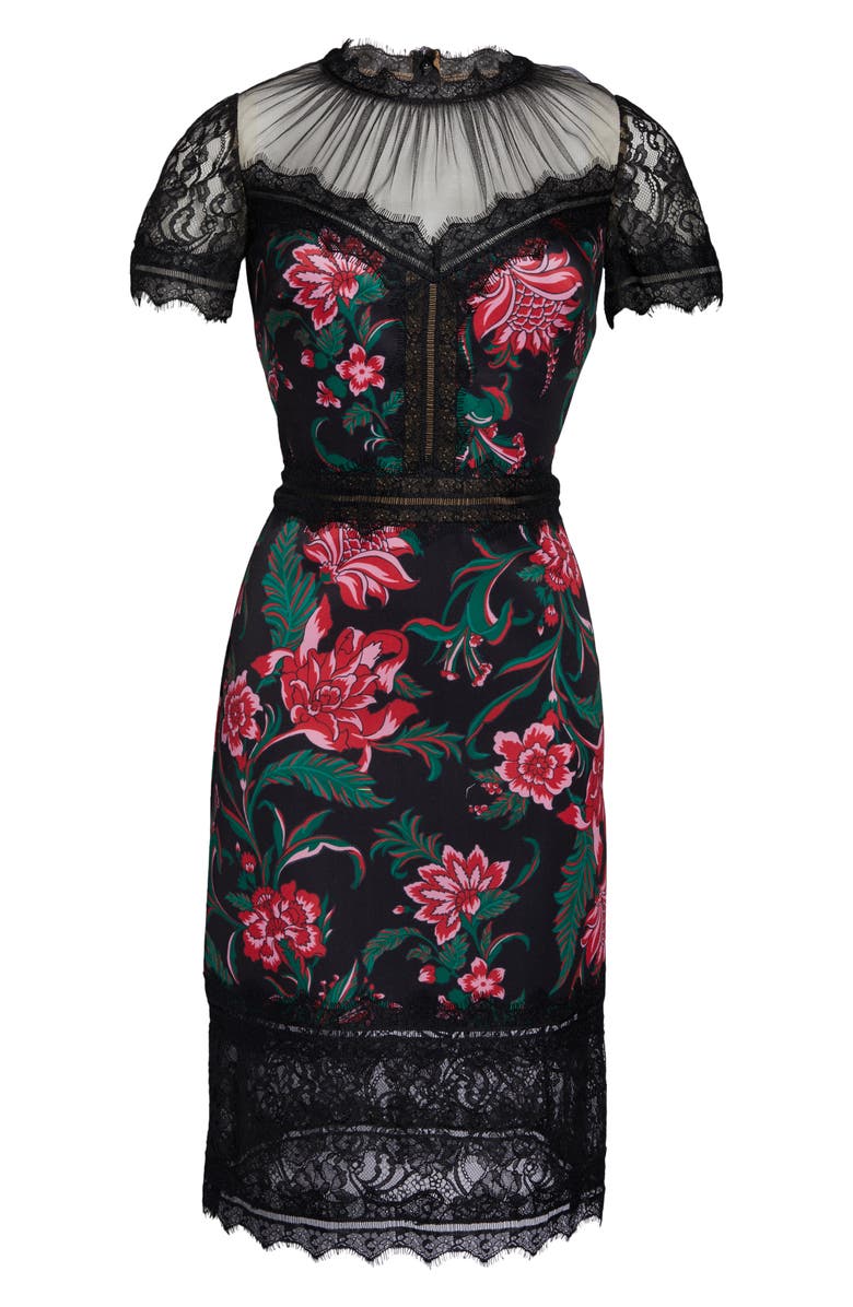 Tadashi Shoji Floral Neoprene & Lace Cocktail Dress | Nordstrom Tadashi Shoji Floral Neoprene & Lace Cocktail Dress | Nordstrom