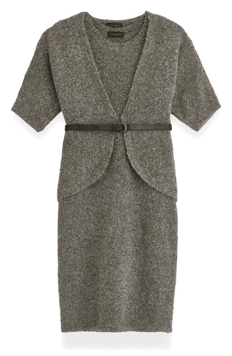 Donna Karan New York Bouclé Cardigan & Sheath Dress Set, Alternate, color, Tin Heather