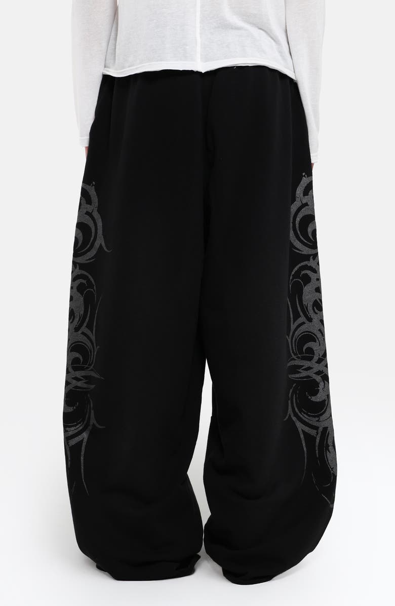 JADED LONDON Glitter Tattoo Monster Sweatpants, Alternate, color, Black