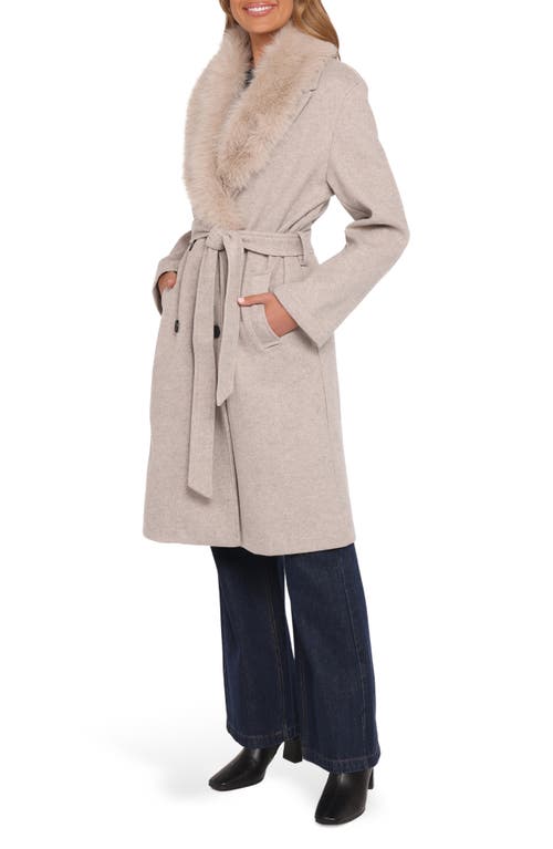 Petal And Pup Petal & Pup Nina Belted Faux Fur Collared Coat In Gray