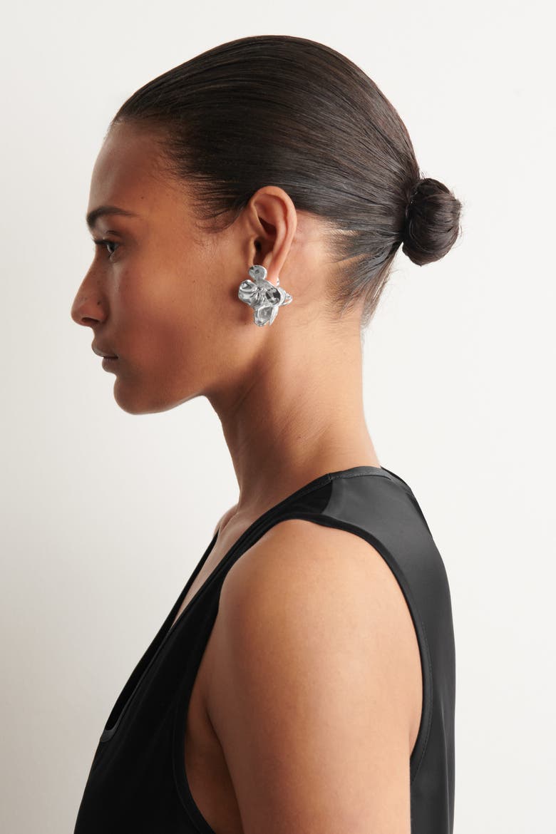 Mismatched Floral Earrings, Alternate, color, SILVER