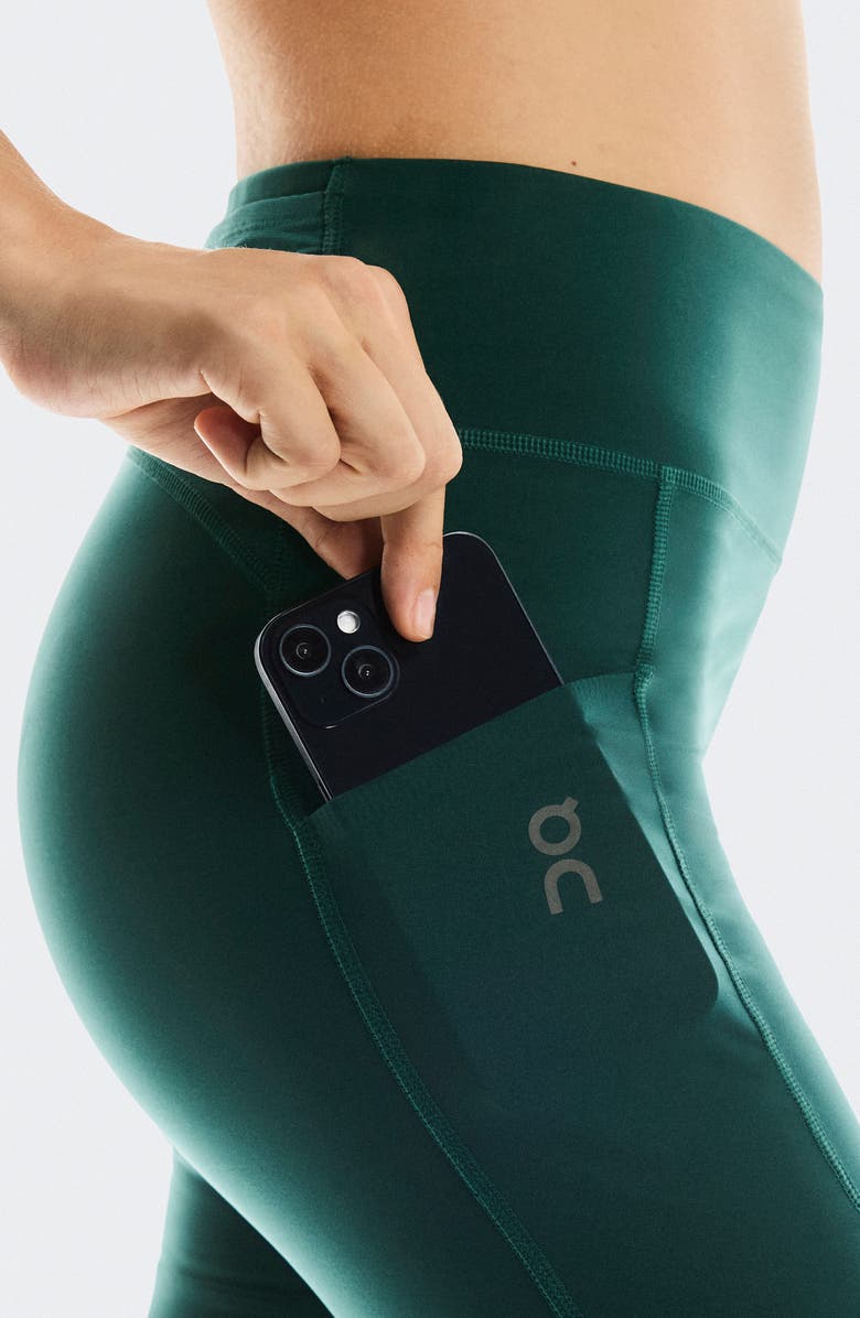 On Performance Bike Shorts with Pockets, Alternate, color, Spirulina