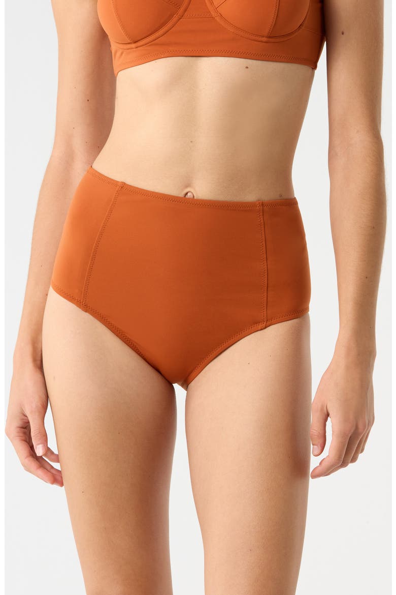 Zahara High Waist Bikini Bottoms, Main, color, SIENNA