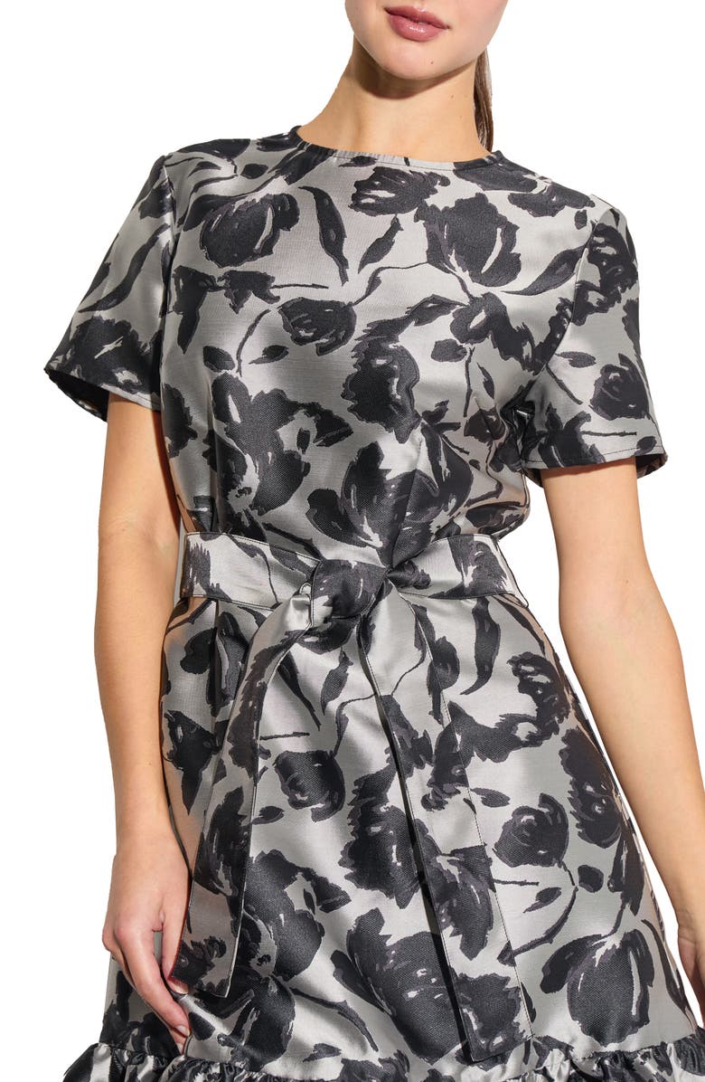 Ming Wang Heritage Fit Floral Jacquard Dress, Alternate, color, 