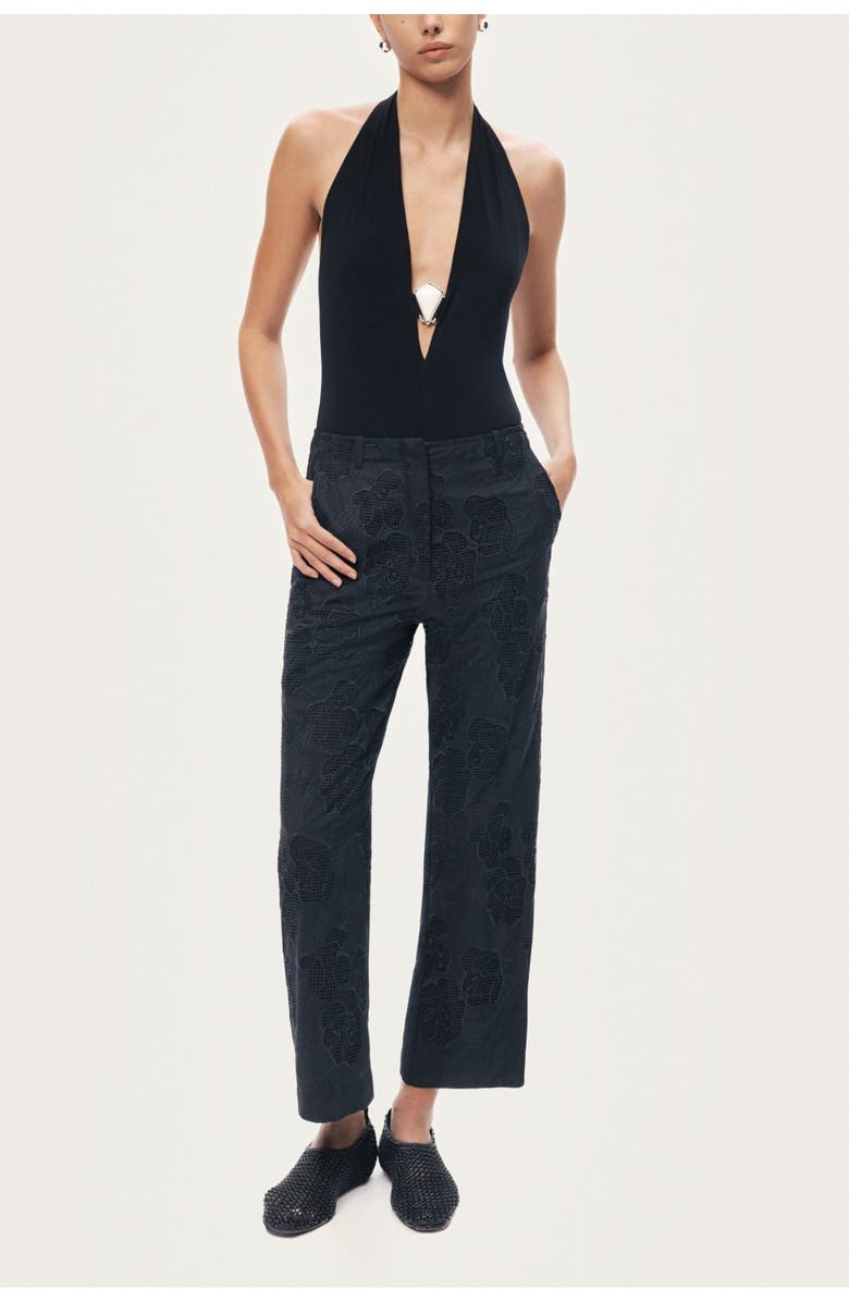 Nocturne Printed Relaxed Straight-Leg Pants, Alternate, color, Black