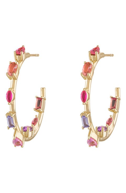 Mini Goddess Pink Sapphire Hoop Earrings