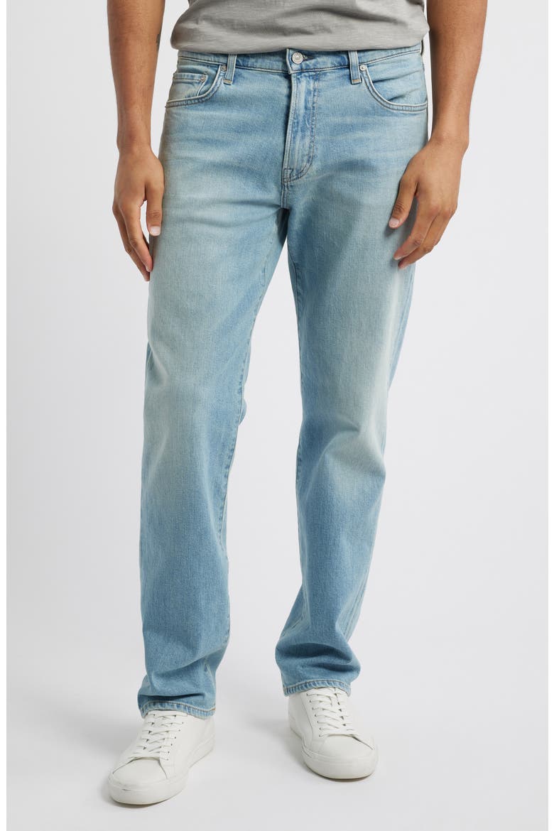 Elijah Relaxed Straight Leg Cotton & Cashmere Jeans, Main, color, ACCOLADE LIGHT INDIGO