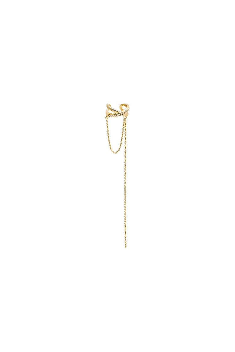 Pavé Ball Chain X Ear Cuff, Main, color, Gold