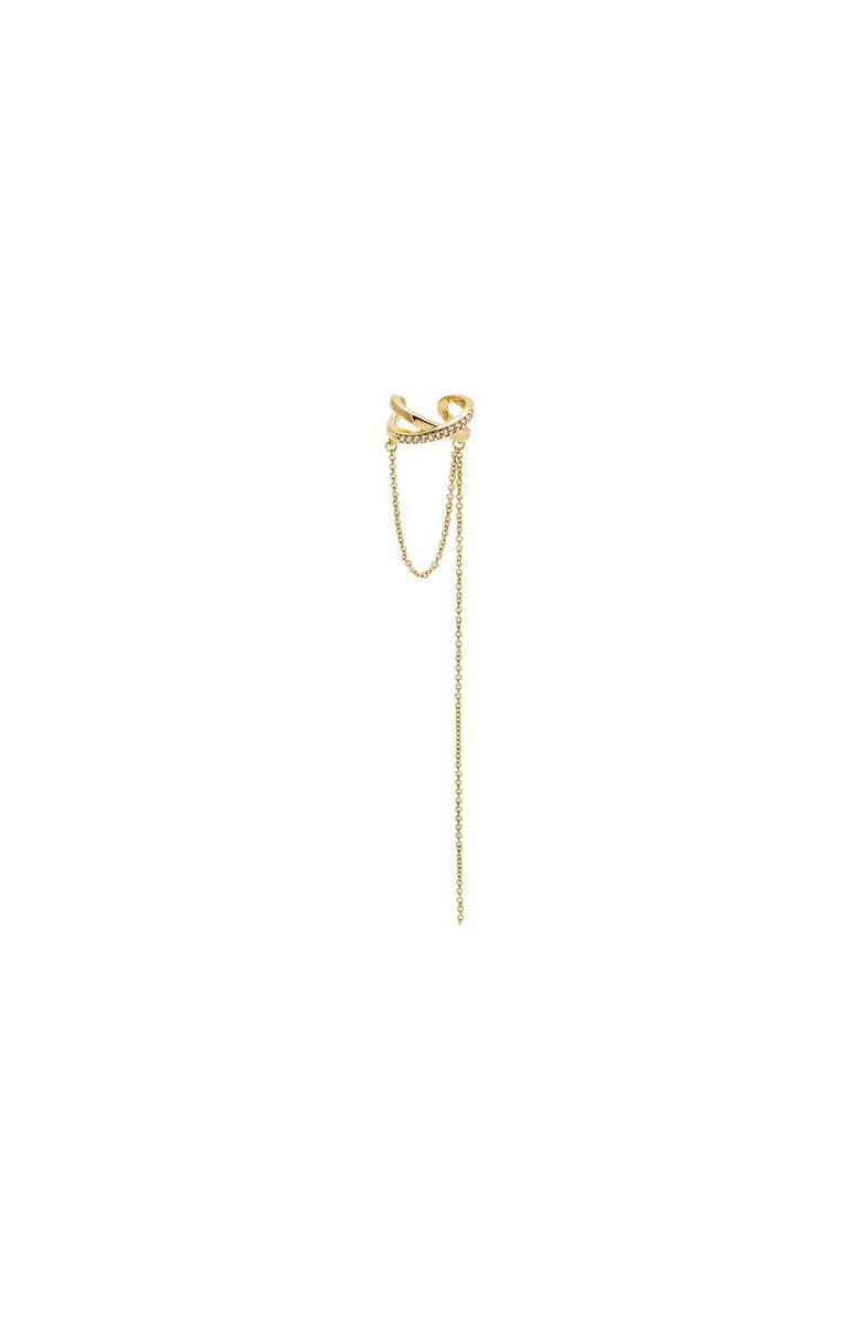 BY ADINA EDEN Pavé Ball Chain X Ear Cuff, Main, color, Gold