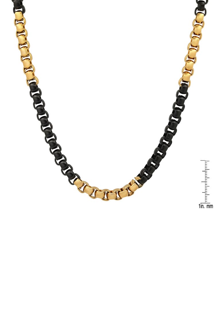 Stainless Steel Two Tone Box Chain Necklace, Alternate, color, TWO TONE