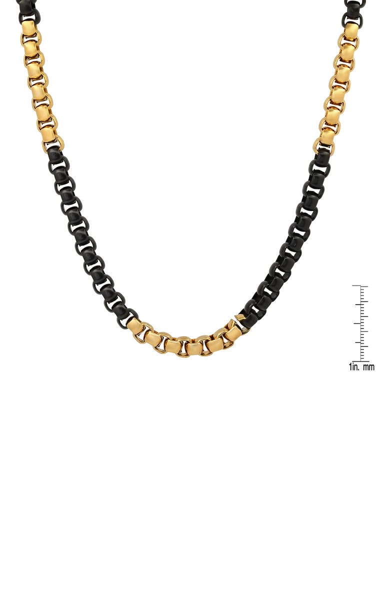 HMY JEWELRY Stainless Steel Two Tone Box Chain Necklace, Alternate, color, 
