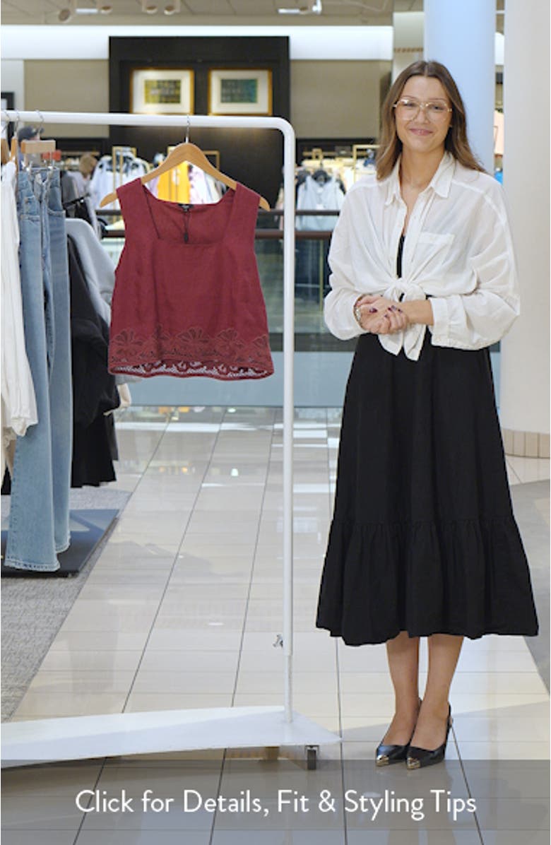 Akira Embroidered Sleeveless Linen Top, sales video thumbnail