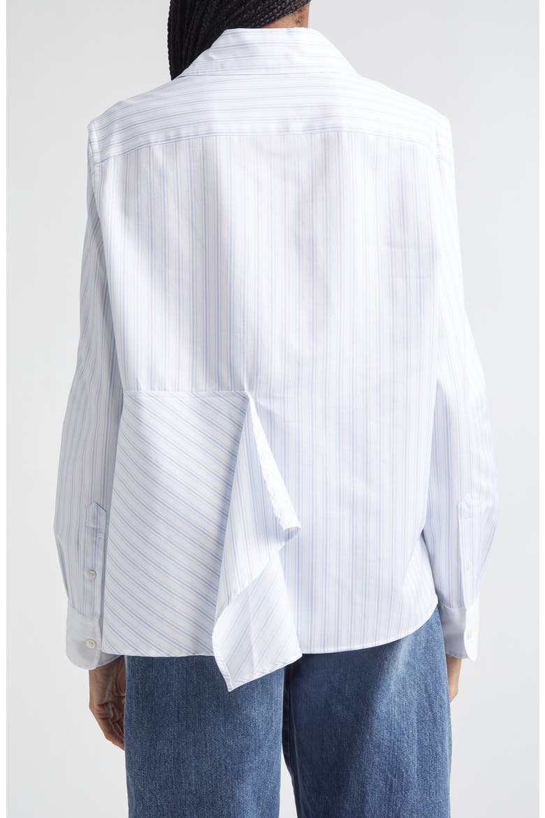 Asymmetric Draped Stripe Poplin Button-Up Shirt, Alternate, color, WHITE/ BLUE