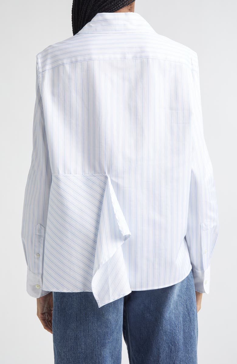 JW Anderson Asymmetric Draped Stripe Poplin Button-Up Shirt, Alternate, color, White/ Blue