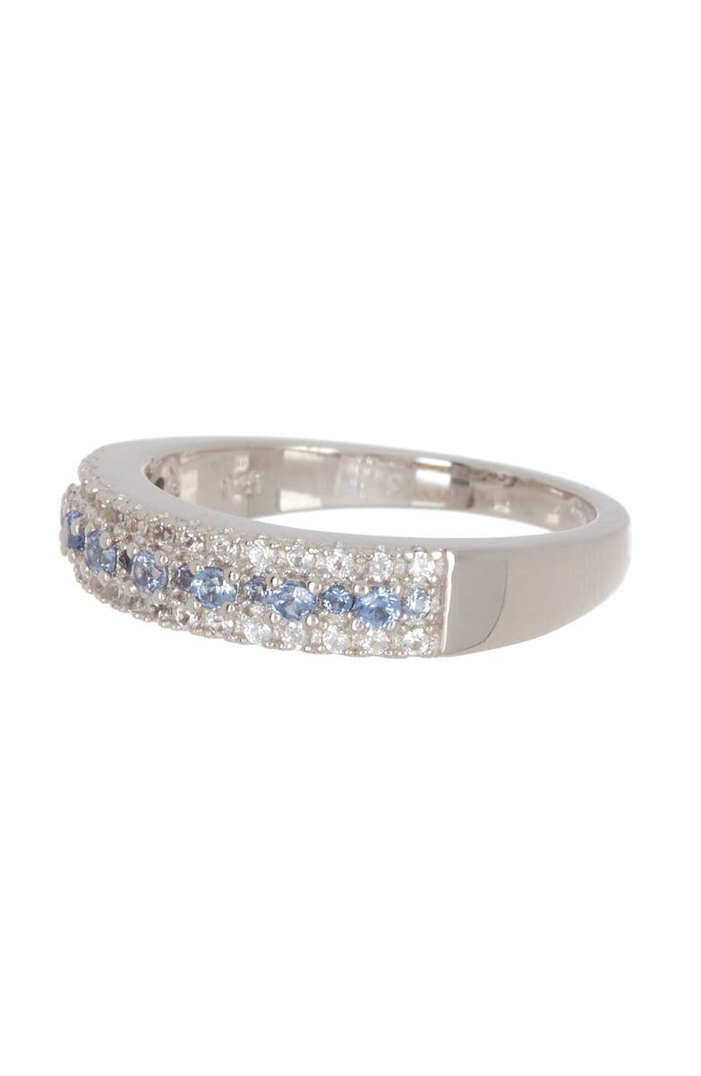 SUZY LEVIAN Sterling Silver Pavé Blue Sapphire & Lab Created White Sapphire Ring, Main, color, 
