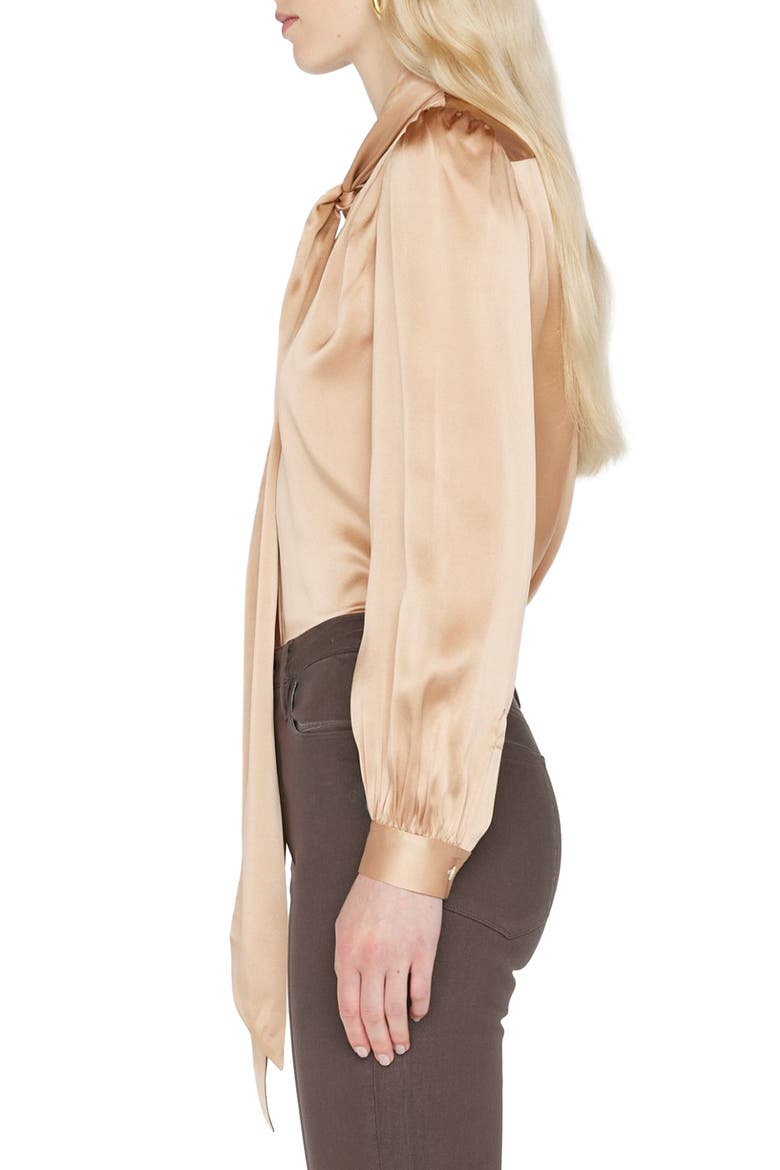 Tie Neck Silk Blouse, Alternate, color, BLUSH