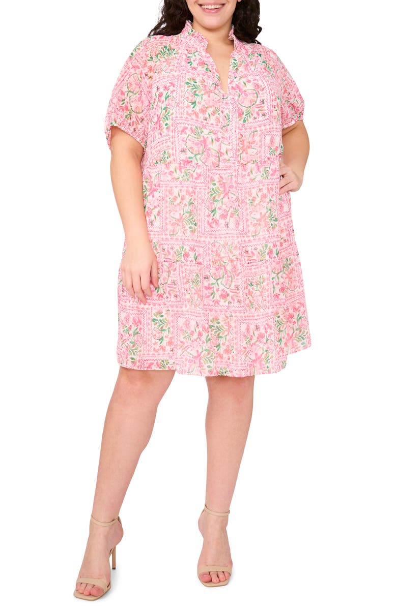 CeCe Floral Print Babydoll Dress, Main, color, 
