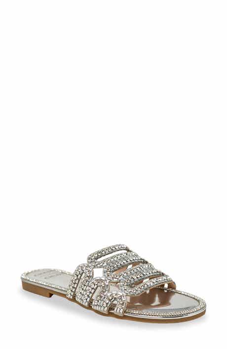 CHASE AND CHLOE Rhinestone Embellished Slide Sandal