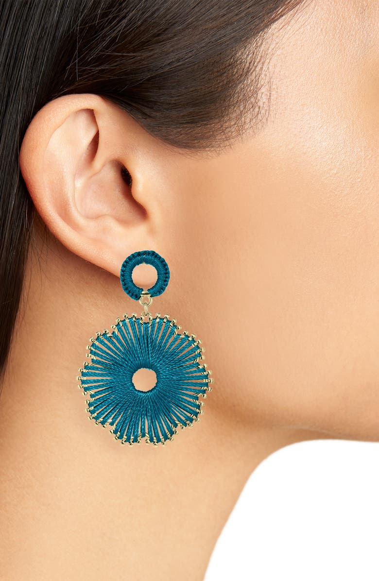 NATASHA Corded Flower Drop Earrings, Alternate, color, Turquoise